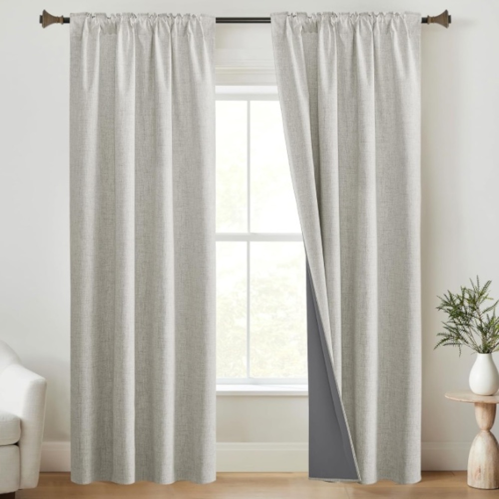 StangH -100% Blackout Curtains -Thermal -Soundproof -Ivory -W52xL84 -2 Panels